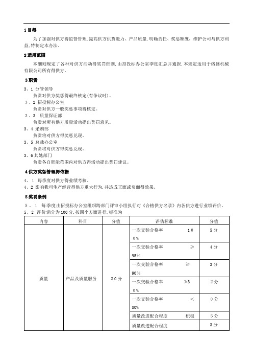 供应商奖惩管理办法