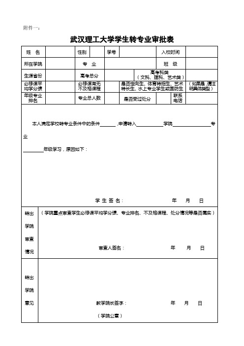 武汉理工大学 学生转专业审批表 (2)