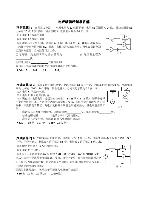 电表满偏转和电阻替换拓展讲解专题