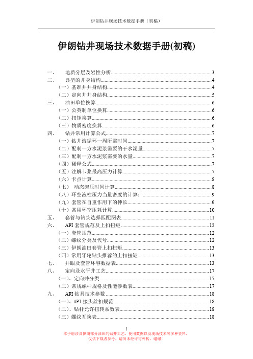 伊朗钻井现场技术数据手册(初稿)