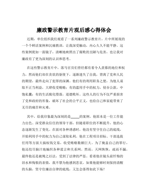 廉政警示教育片观后感心得体会