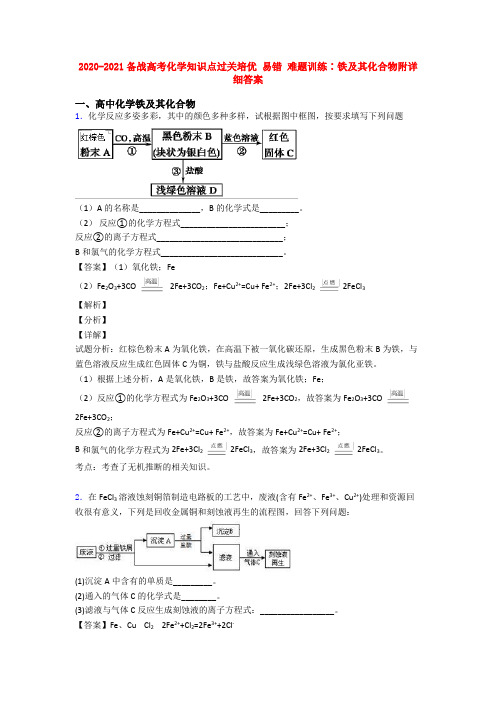 2020-2021备战高考化学知识点过关培优 易错 难题训练∶铁及其化合物附详细答案