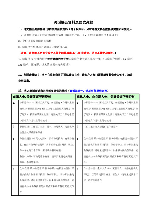 美国签证资料及面试流程