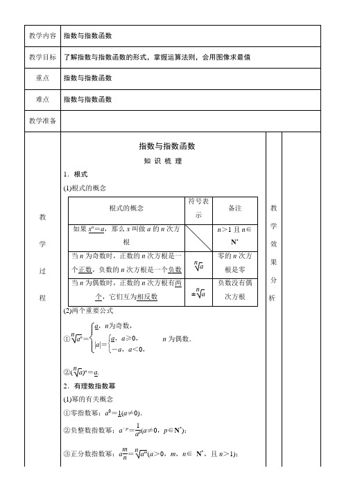 高中 指数与指数函数知识点+例题+练习 含答案