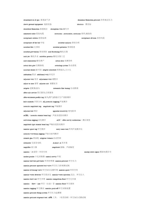常用石油技术词汇中英对照