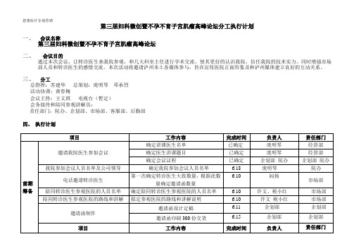 医疗学术会议工作人员分工明细表