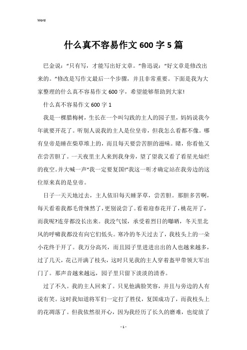 什么真不容易作文600字5篇