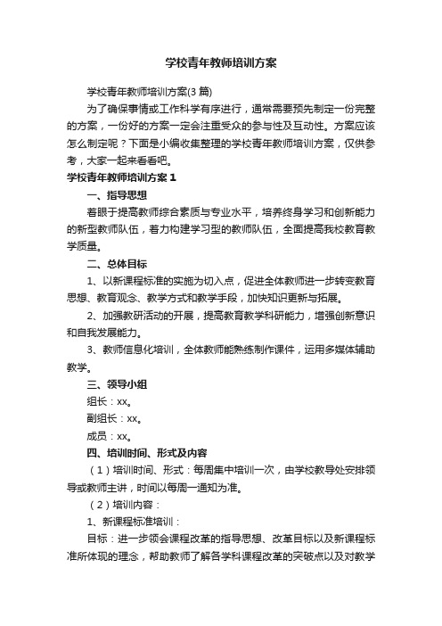 学校青年教师培训方案（3篇）