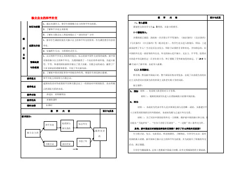 八年级历史下册 第15课 独立自主的和平外交教案 新人教版 教案