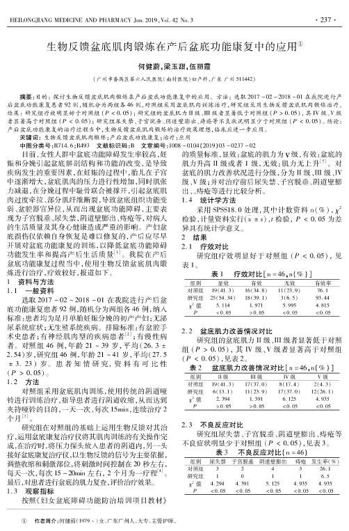 生物反馈盆底肌肉锻炼在产后盆底功能康复中的应用