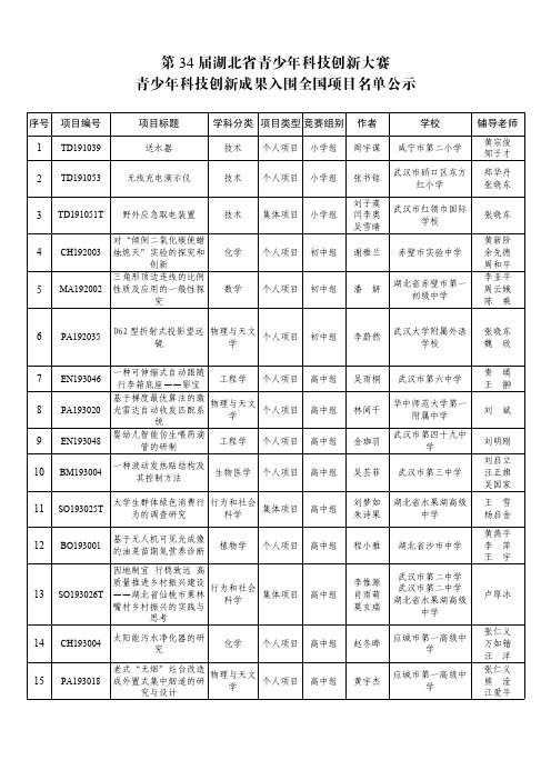 第34届湖北省青少年科技创新大赛