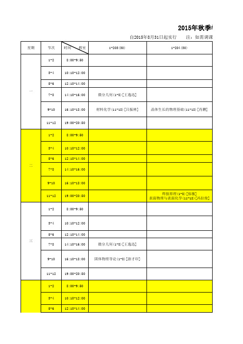 2015年秋季学期研究生课程总表20150830修改介绍