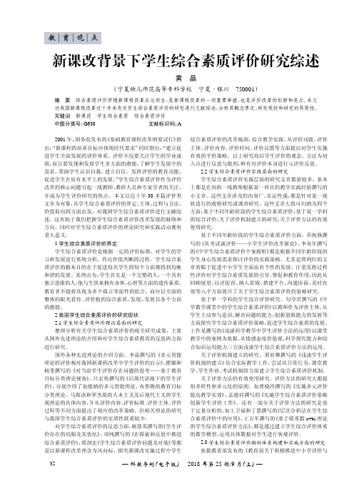 新课改背景下学生综合素质评价研究综述