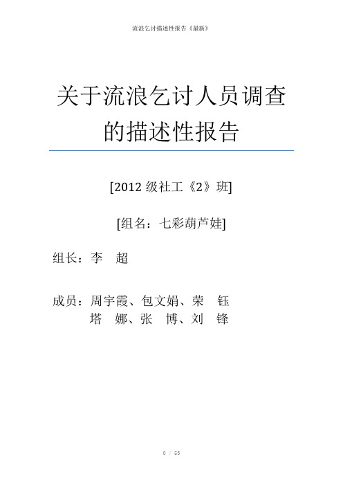 流浪乞讨描述性报告《最新》参考模板