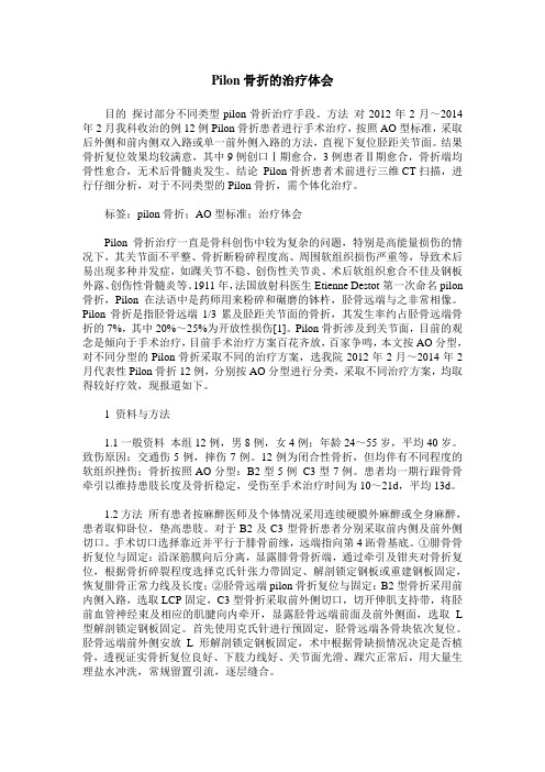 Pilon骨折的治疗体会
