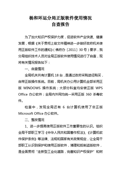 我分局正版软件使用情况自查报告