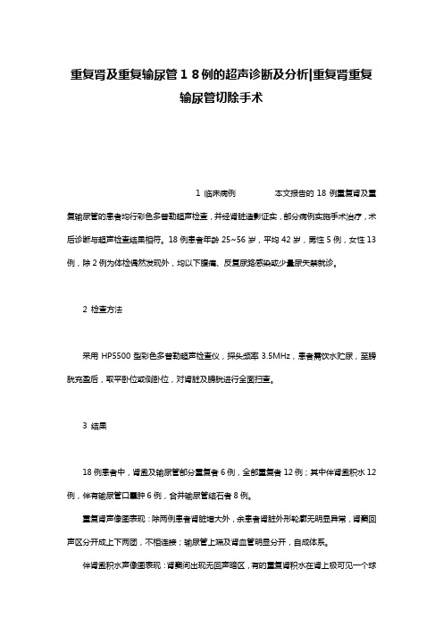 重复肾及重复输尿管18例的超声诊断及分析-重复肾重复输尿管切除手术