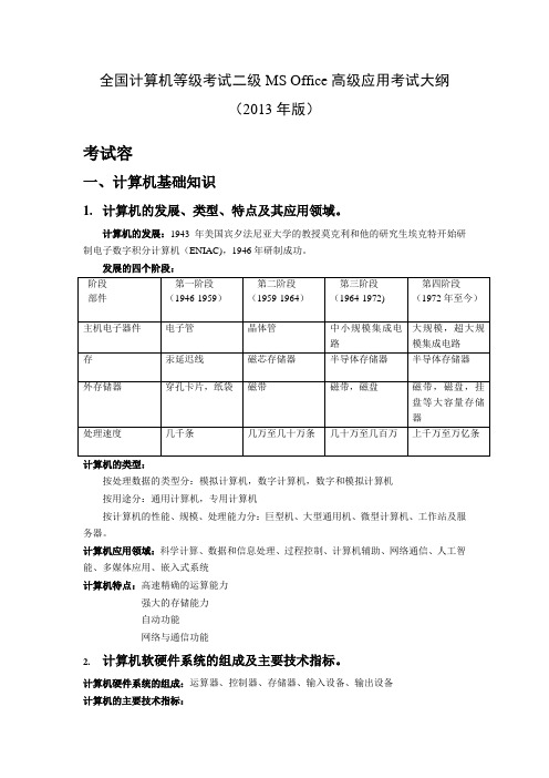 计算机等级考试二级MS-Office高级应用考试重点