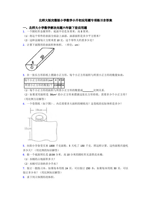 北师大版完整版小学数学小升初应用题专项练习含答案