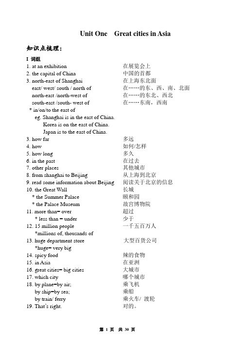 上海牛津英语六年级第二学期6B英语知识点汇总U1-U9