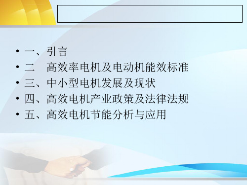 高效率电机及电动机能效标准