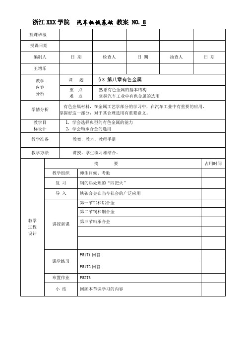 浙江XX学院第八章有色金属材料