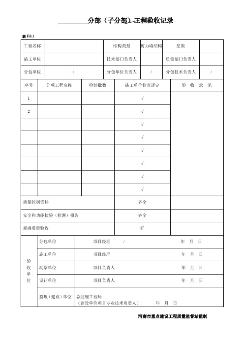 分部(子分部)工程验收记录