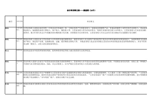 损益类科目释义表