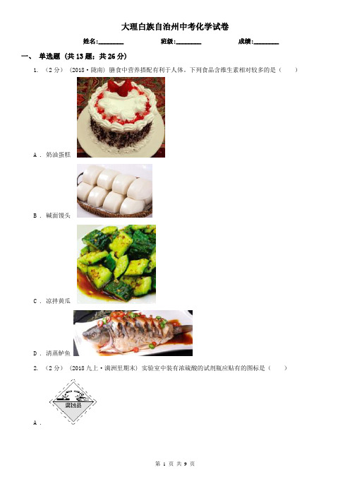 大理白族自治州中考化学试卷