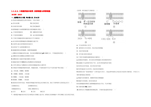 2021届高考生物(中图版)一轮复习提能检测：1.2.2、3《细胞的基本结构、真核细胞与原核细胞》