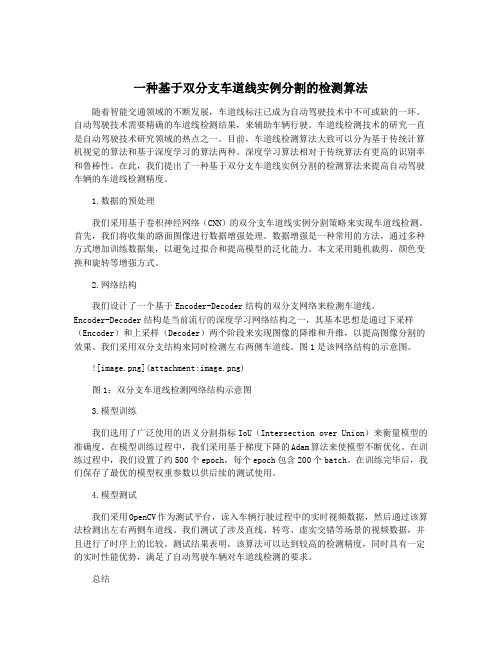 一种基于双分支车道线实例分割的检测算法