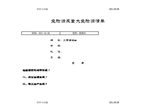 高速公路项目危险源及重大危险源清单之欧阳与创编