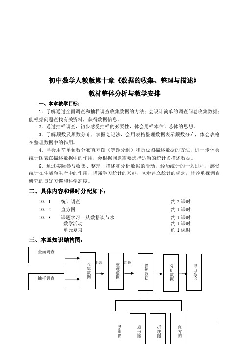 初中数学人教版第十章《数据的收集、整理与描述》教材整体分析与教学安排