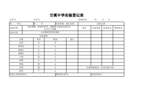 实验登记表