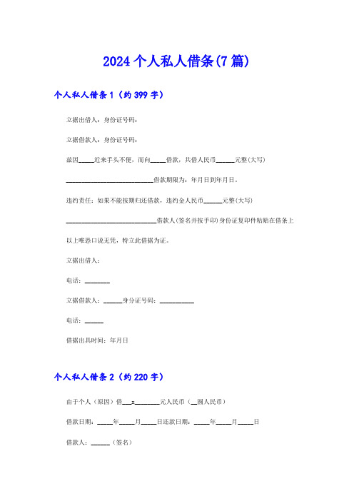 2024个人私人借条(7篇)