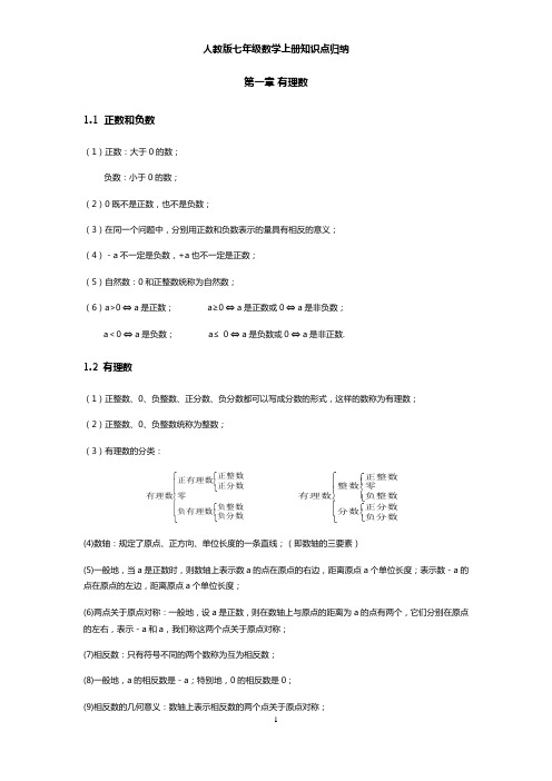 (完整版)人教版七年级数学上册知识点归纳