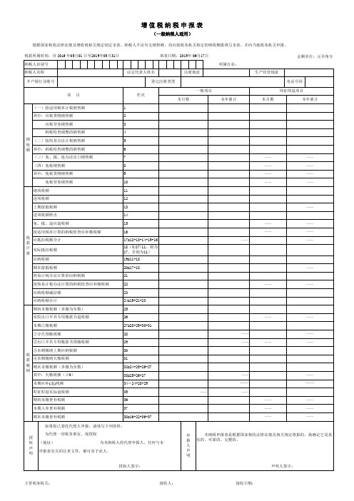 一般纳税人 增值税申报表 - 空表含附表