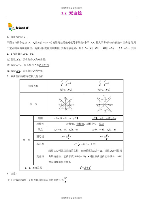 人教A版(2019)高中数学选择性必修第一册同步讲义 3.2双曲线(含解析)