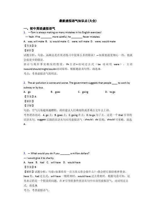 最新虚拟语气知识点(大全)