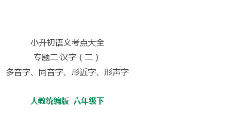 人教统编版小升初语文考点大全专题二·汉字(二)·多音字、同音字、形声字、形近字课件