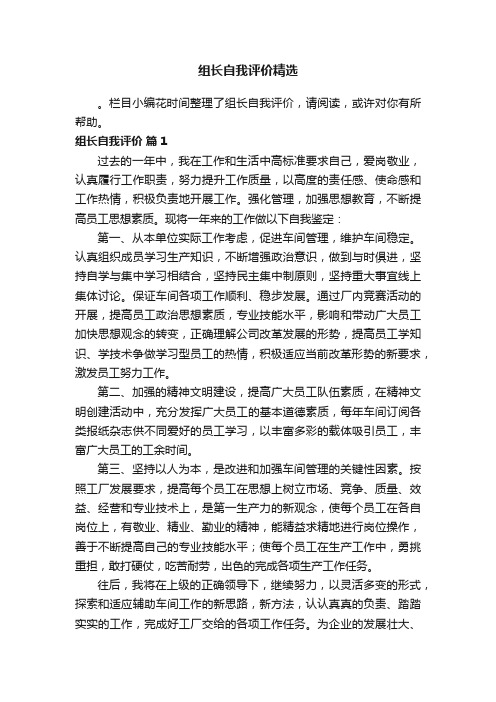 组长自我评价精选