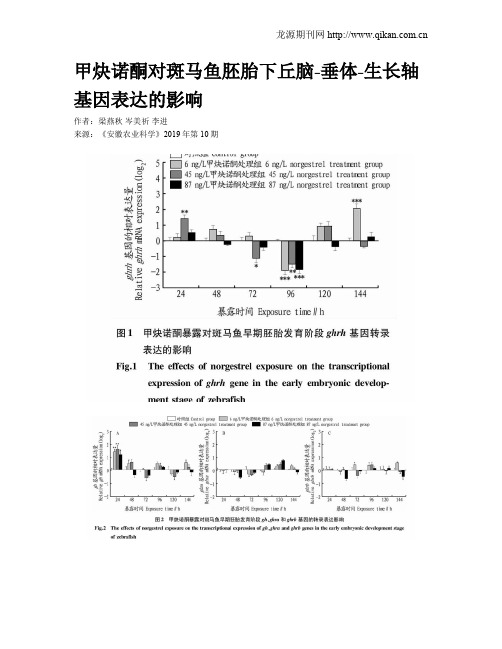 甲炔诺酮对斑马鱼胚胎下丘脑-垂体-生长轴基因表达的影响