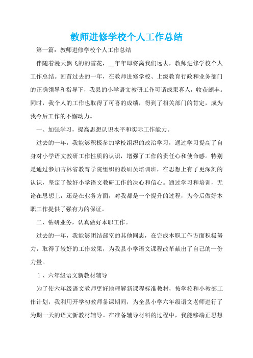 教师进修学校个人工作总结  