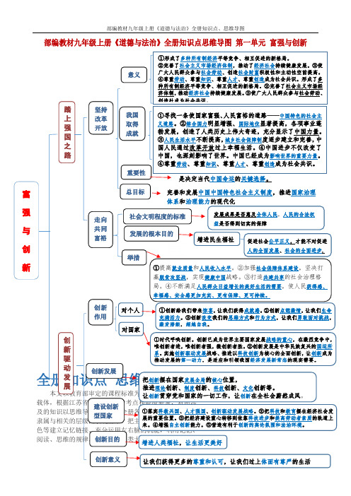 部编教材九年级上册《道德与法治》全册知识点、思维导图