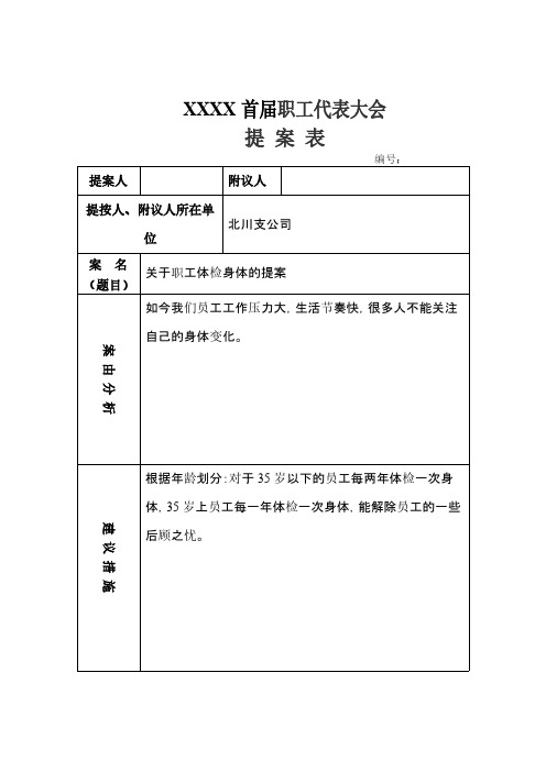 【免费下载】职工代表大会提案示例