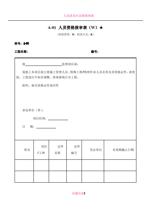 人员资格报审表