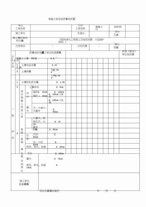 《园林绿化工程施工与验收规范》(CJJ82-2012配套)表格