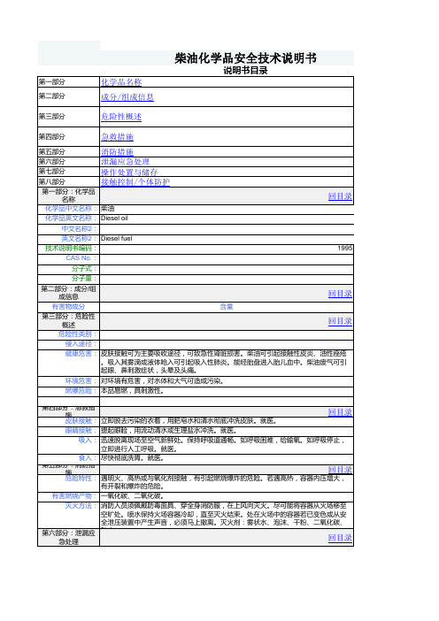 柴油MSDS中油网