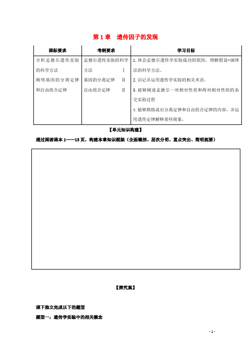 河北省邢台市高中生物 第1章 遗传因子的发现单元复习导学案新人教版2 精