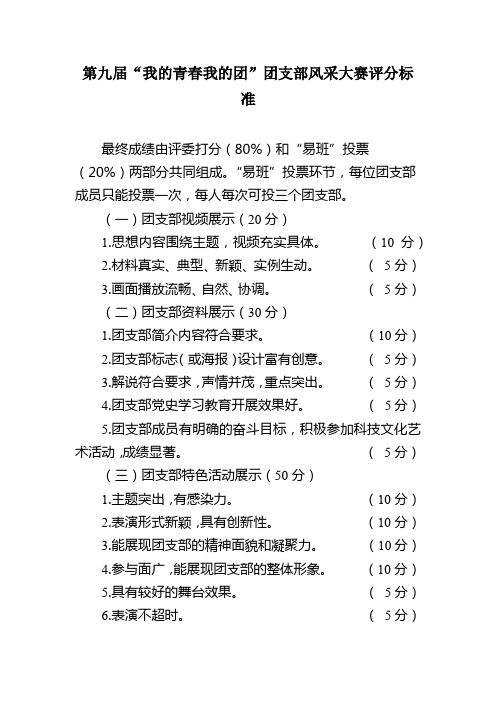 第九届“我的青春我的团”团支部风采大赛评分标准